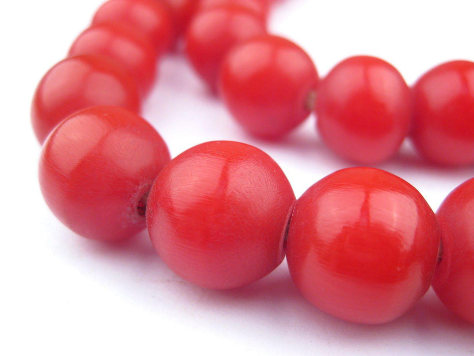 Red Round Amber Resin Beads (15mm) - The Bead Chest