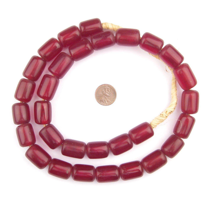 Cylindrical Cherry Amber Resin Beads (20x15mm) - The Bead Chest