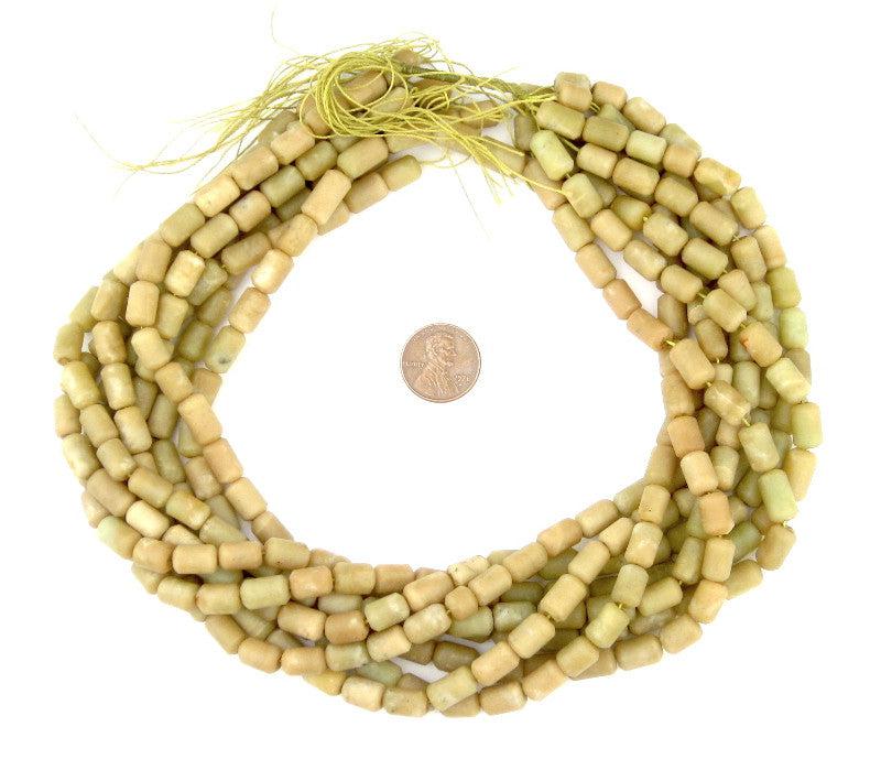 Cylindrical Green Jade Beads (6mm) - The Bead Chest