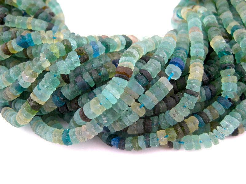 Roman Glass Cylinder Heishi Beads (5mm) - The Bead Chest