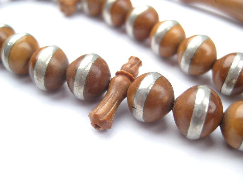 Light Brown Inlaid Arabian Prayer Beads - The Bead Chest