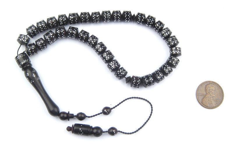 Cylindrical Inlaid Arabian Prayer Beads - The Bead Chest
