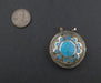 Turquoise Blue Inlaid Afghani Silver Pendant - The Bead Chest