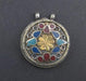 Premium Flower Inlaid Afghani Silver Pendant - The Bead Chest