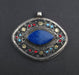 Premium Lapis Inlaid Afghani Silver Pendant (Eye Shape) - The Bead Chest