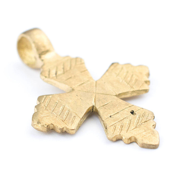 Fancy Patterned Ethiopian Brass Cross - The Bead Chest