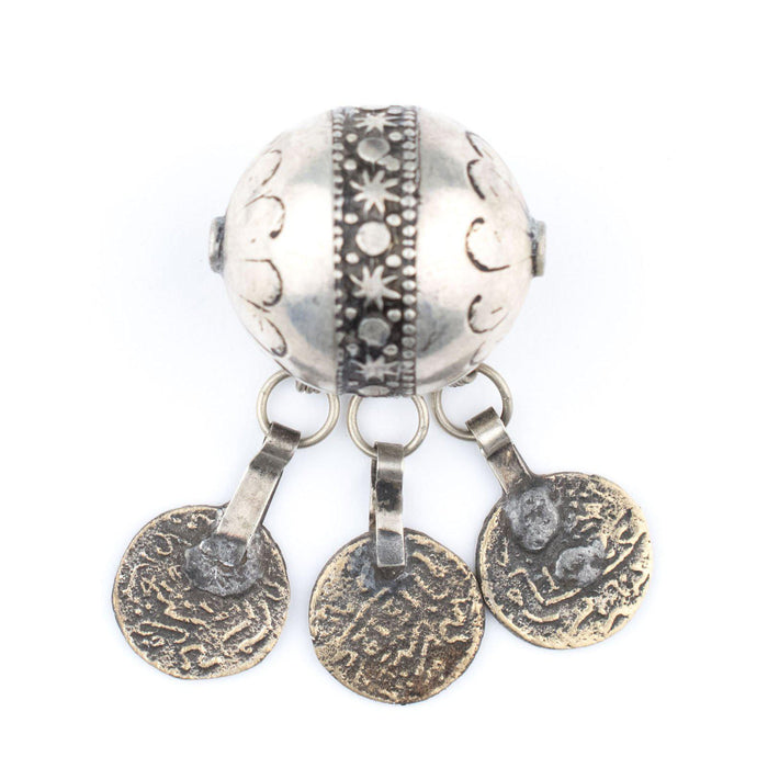 Moroccan Berber Silver Bead Pendant with Tassels - The Bead Chest