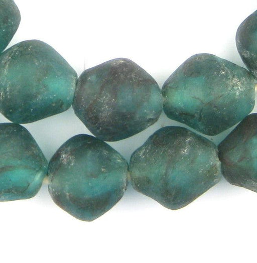 Aqua Black Swirl Recycled Glass Beads (34mm) - The Bead Chest