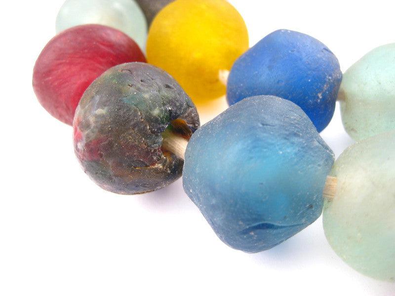 Multicolor Recycled Glass Beads (25mm) - The Bead Chest