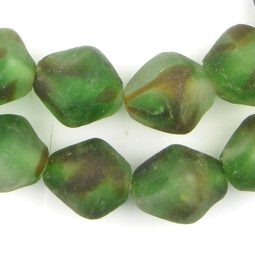 Super Jumbo Earth Swirl Bicone Recycled Glass Beads (34mm) - The Bead Chest