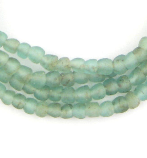 Aqua Black Swirl Recycled Glass Beads (7mm) - The Bead Chest