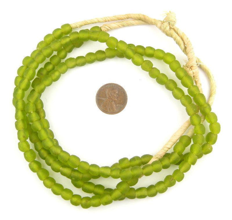 Lime Green Recycled Glass Beads (7mm) - The Bead Chest