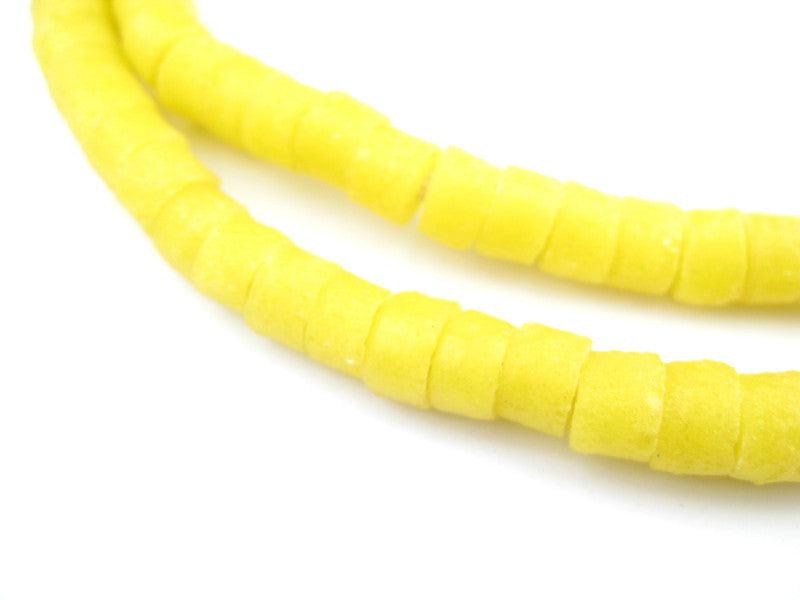 Yellow Sandcast Cylinder Beads - The Bead Chest