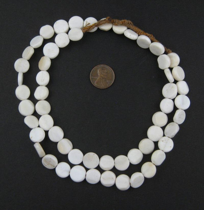 Flat Circle White Shell Beads (4x11mm) - The Bead Chest