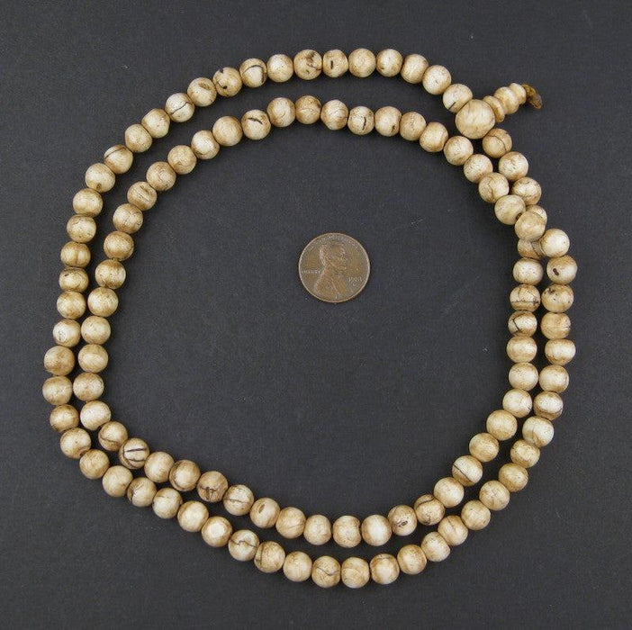 Vintage Spherical Shell Mala Beads (7mm) - The Bead Chest