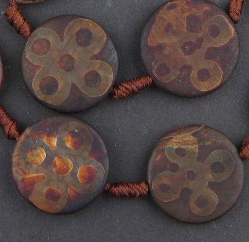 Round-shaped Tibetan Agate Medallion Beads (5x25mm) - The Bead Chest