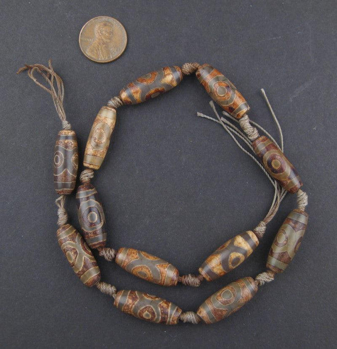 Premium Mini-Oval Tibetan Agate Beads (24x9mm) - The Bead Chest