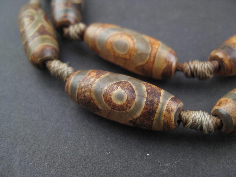 Premium Mini-Oval Tibetan Agate Beads (24x9mm) - The Bead Chest