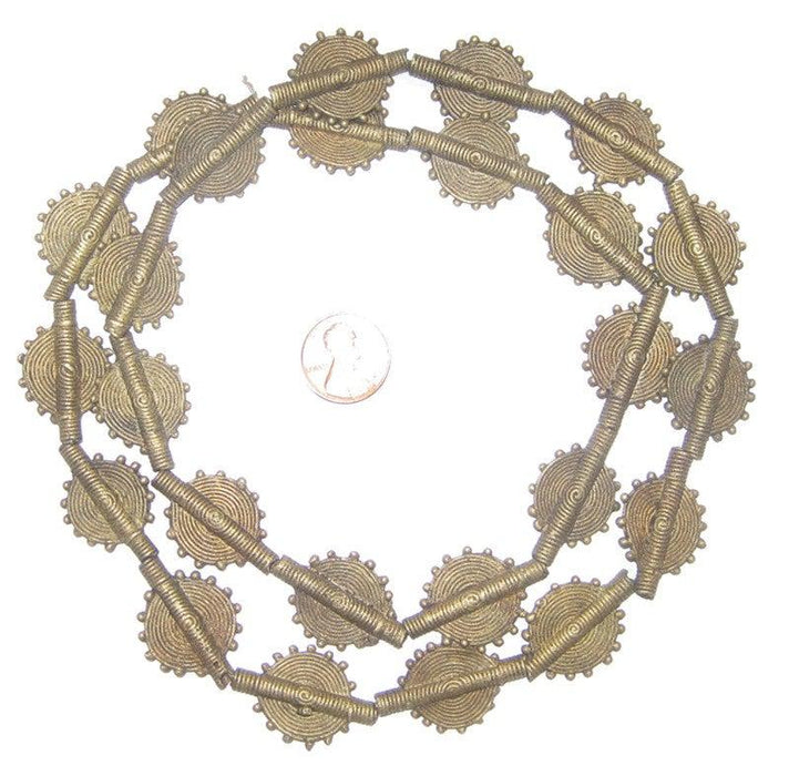 Brass Baule Beads, Sun Design (17mm) - The Bead Chest