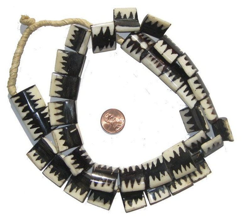 Zebra Design Batik Bone Beads (Flags) - The Bead Chest