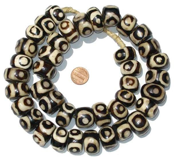Wholesale Vintage-style Carved Bone Skull Beads Vintage Bone Beads  White-black-brown Bone Beads Meditation Beads 6-14mm 