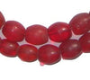 Old Bohemian Glass Red Oval Beads