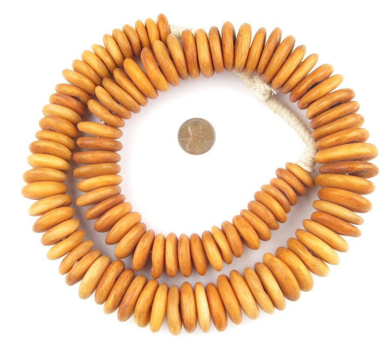 Graduated Amber Camel Bone Disk Beads - The Bead Chest