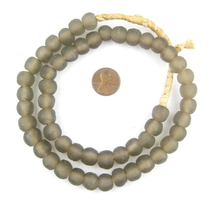Groundhog Grey Recycled Glass Beads (11mm) - The Bead Chest