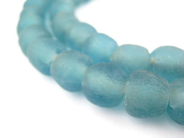 Light Blue Recycled Glass Beads (11mm) - The Bead Chest