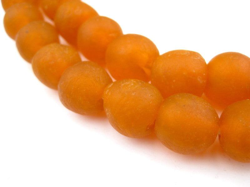 Orange Recycled Glass Beads (14mm) - The Bead Chest