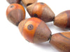 Dark Inlaid Wood and Bone Tanzanian Bicone Beads - The Bead Chest