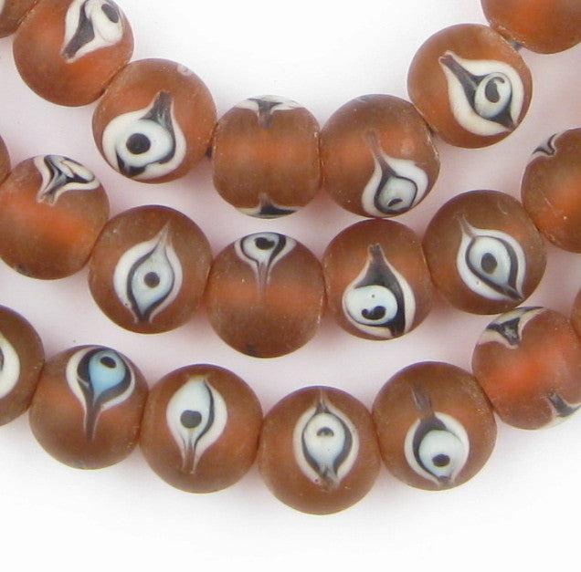 Amber Glass Spherical Eye Beads (12mm) - The Bead Chest