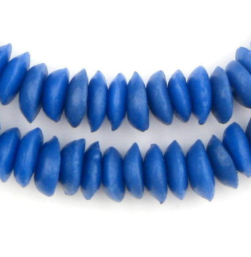 Ocean Blue Ashanti Glass Saucer Beads - The Bead Chest