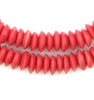 Crimson Red Ashanti Glass Saucer Beads