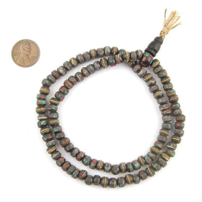 Vintage Inlaid Yak Horn Prayer Beads (6mm) - The Bead Chest