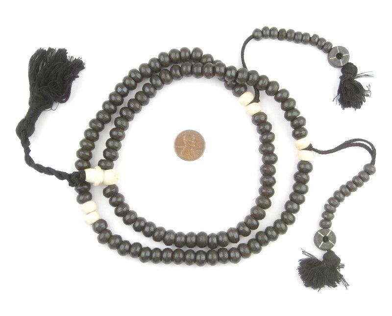 Dark Brown Bone Rondelle Prayer Beads (6x10mm) - The Bead Chest