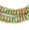 Green Gecko Fused Rondelle Glass Beads (14mm)
