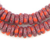 Red Mosaic Fused Rondelle Glass Beads (13mm)
