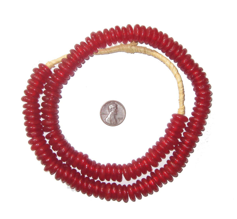 Red Rondelle Recycled Glass Beads - The Bead Chest