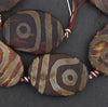 Flat-Shaped Oval Tibetan Agate Medallion Beads (35x25mm)