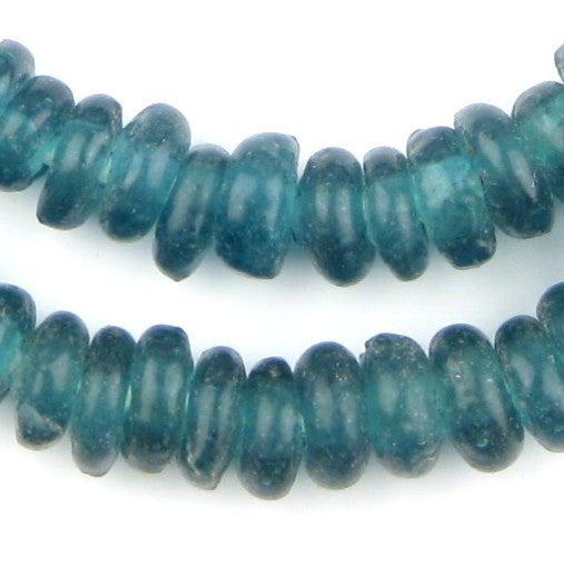 Teal Rondelle Recycled Glass Beads - The Bead Chest