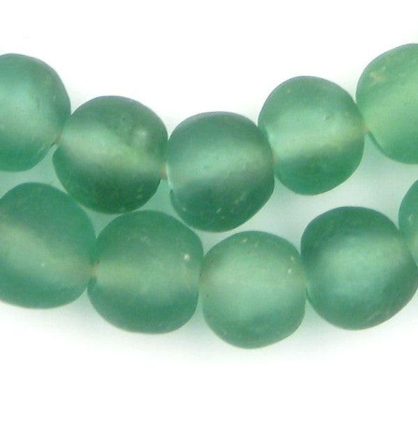 Aqua Recycled Glass Beads (18mm) - The Bead Chest