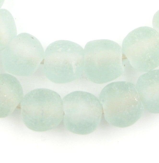 Clear Aqua Recycled Glass Beads (18mm) - The Bead Chest