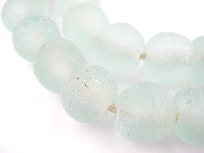 Clear Aqua Recycled Glass Beads (18mm) - The Bead Chest