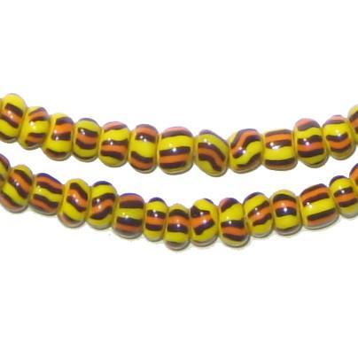 Orange & Yellow Ghana Chevron Beads - The Bead Chest