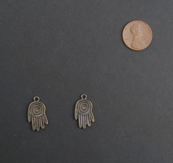 Mini Vintage Copper Hamsa Pendant (Set of 2) - The Bead Chest