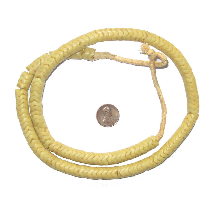 Glass Snake Beads, Light Yellow (9mm) - The Bead Chest