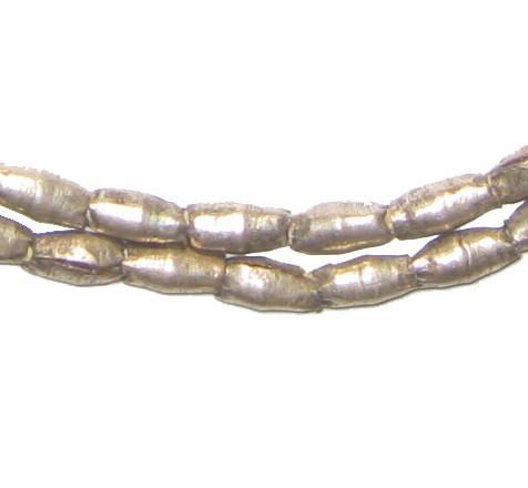 Folded White Metal Plate Ethiopian Metal Beads (11x5mm) - The Bead Chest