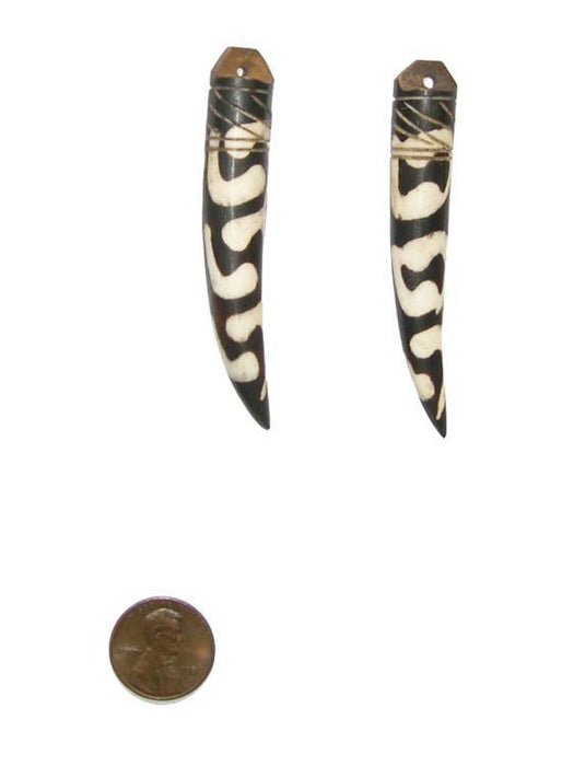 Traditional Batik Bone Tooth Pendant (Set of 2) - The Bead Chest