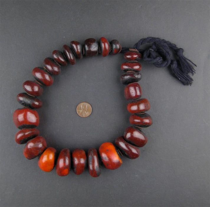 Moroccan Translucent Red Amber Resin Beads (Graduated) - The Bead Chest